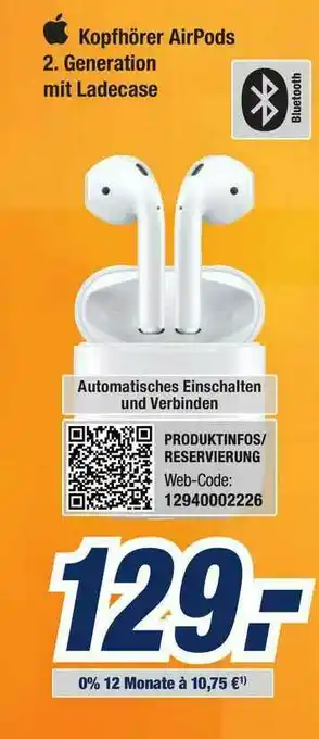 Expert Bening Kopfhörer Airpods 2. Generation Mit Ladecase Angebot