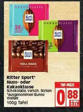 Elli Markt Ritter Sport Nuss- Oder Kakaoklasse Angebot