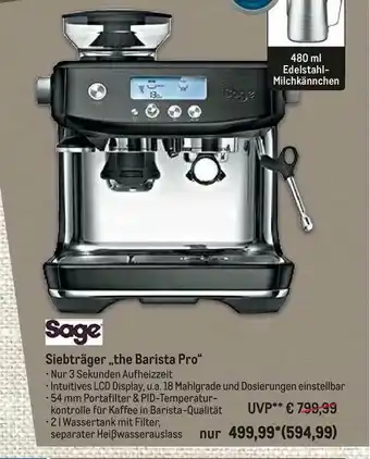 METRO Sage Siebträger „the Barista Pro” Angebot