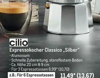 METRO Cilio Expressokocher Classico „silber” Angebot