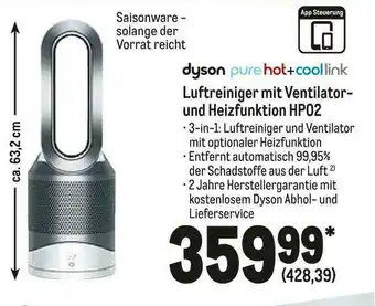 METRO Dyson Pure Hot+cool Link Luftreiniger Mit Ventilator- Und Heizfunktion Hp02 Angebot