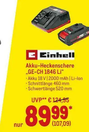 METRO Einhell Akku-heckenschere „ge-ch 1846 Li” Angebot