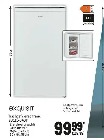 METRO Exquisit Tischgefrierschrank Gs 11-040f Angebot