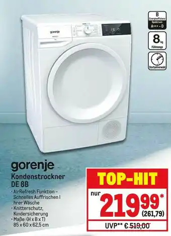 METRO Gorenje Kondenstrockner De 8b Angebot