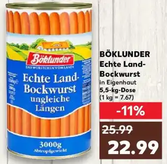 Kaufland BÖKLUNDER Echte Land-Bockwurst 5,5 kg Dose Angebot