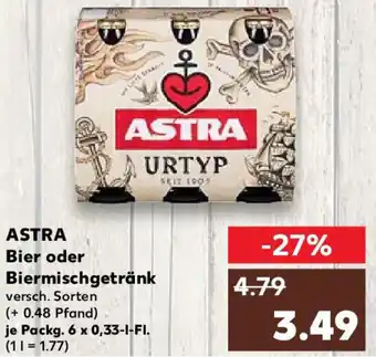 Kaufland ASTRA Bier oder Biermischgetränk Packg. 6x0,33 L-Fl. Angebot