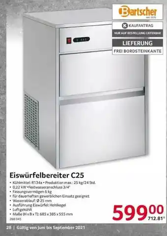 Selgros Eiswürfelbereiter C25 Bartscher Angebot