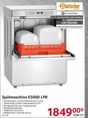 Selgros Spülmaschine E500d Lpr Bartscher Angebot