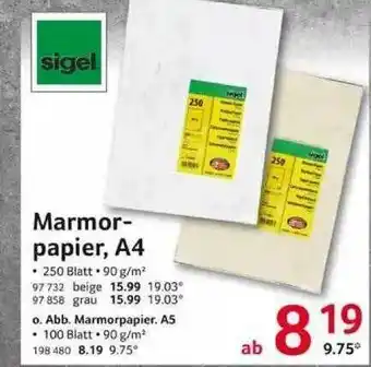 Selgros Marmor-papier A4 Sigel Angebot