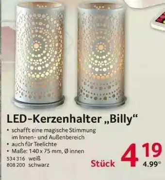 Selgros Led-kerzenhalter „billy” Angebot