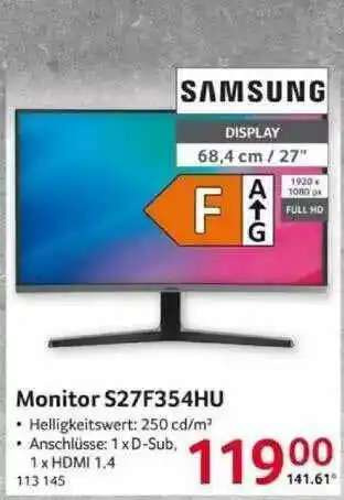 Selgros Monitor S27f354hu Samsung Angebot