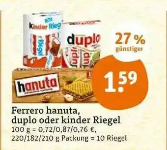 tegut Ferrero Hanuta Duplo Oder Kinder Riegel Angebot