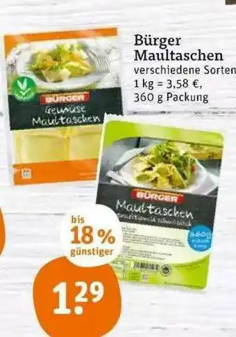 tegut Bürger Maultaschen Verschiedene Sorten Angebot