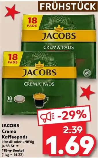 Kaufland JACOBS Crema Kaffeepads 118 g Beutel Angebot