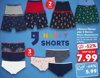 Kaufland HAPPY SHORTS 3 Damen-Hipster oder 2 Herren-Retro/Boxershorts Angebot