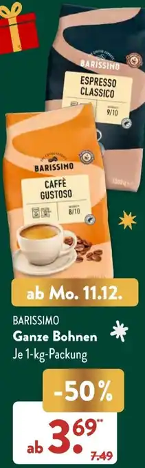 Aldi Süd BARISSIMO Ganze Bohnen 1 kg Packung Angebot