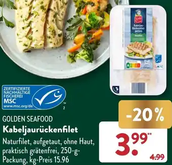 Aldi Süd GOLDEN SEAFOOD Kabeljaurückenfilet 250 g Packung Angebot