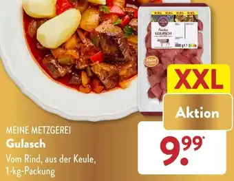 Aldi Süd MEINE METZGEREI Gulasch 1 kg Packung Angebot