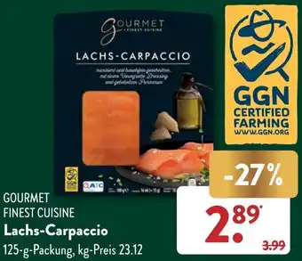 Aldi Süd GOURMET FINEST CUISINE Lachs-Carpaccio 125 g Packung Angebot