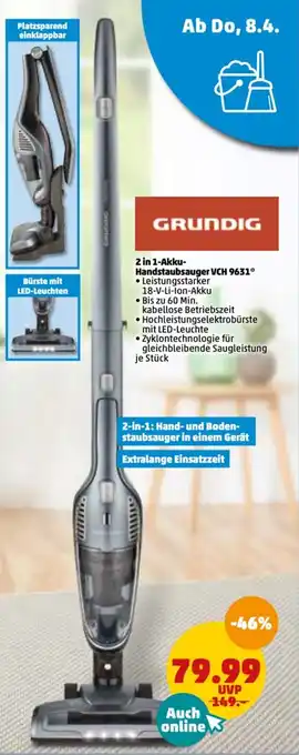 PENNY Grundig 2in1 Akku Handstaubsauger VCH 9631 Angebot