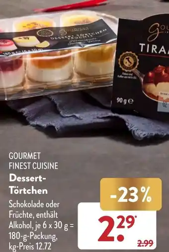 Aldi Süd GOURMET FINEST CUISINE Dessert-Törtchen 180 g Packung Angebot