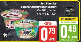 Edeka Zott Pure Joy veganer Joghurt oder Dessert 125 - 160 g Becher Angebot
