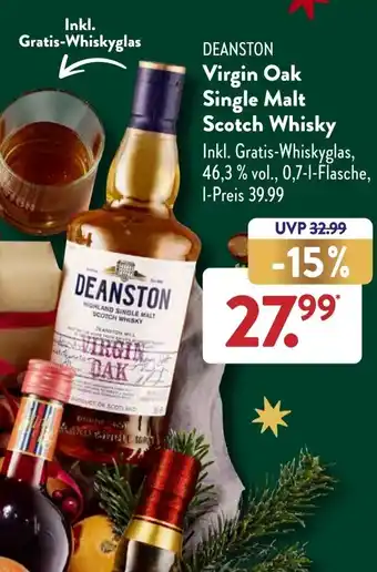 Aldi Süd DEANSTON Virgin Oak Single Malt Scotch Whisky 0,7 L Flasche Angebot