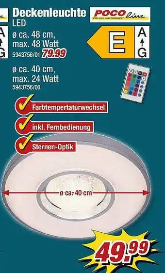 Poco Deckenleuchte Led Max. 48 Watt Poco Line Angebot