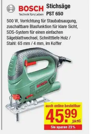 V Baumarkt Bosch Stichsäge Angebot