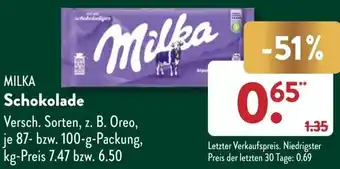 Aldi Süd MILKA Schokolade 87-100 g Packung Angebot