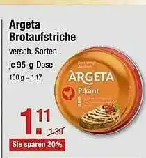 V Markt Argeta Brotaufstriche Versch. Sorten Angebot