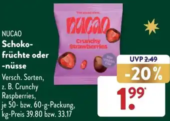 Aldi Süd NUCAO Schokofrüchte oder nüsse 50-60 g Packung Angebot