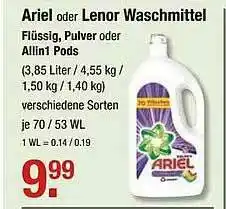 V Markt Ariel Oder Lenor Waschmittel Flüssig Pulver Oder Allin1 Pods Angebot