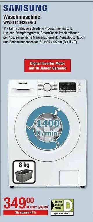 Samsung Waschmaschine Ww81t4042ee Eg Angebot Bei V Markt