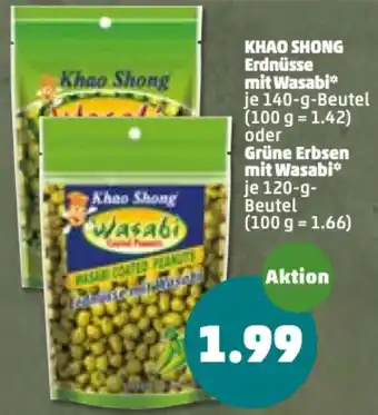 PENNY Khao Shong Erdnüsse mit Wasabi 140g oder Grüne Erbsen mit Wasabi 120g Angebot