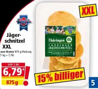 Norma Wolf Jägerschnitzel XXL 875 g Packung Angebot