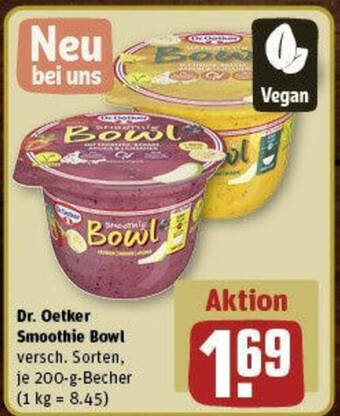 REWE Dr. Oetker Smoothie Bowl versch. Sorten, je 200-g-Becher Angebot