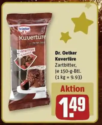 REWE Dr. Oetker Kuvertüre Zartbitter, je 150-g-Btl. Angebot