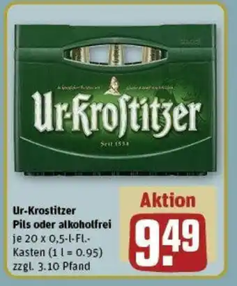 REWE Ur-Krostitzer Pils oder alkoholfrei je 20 x 0,5-l-FL.-Kasten Angebot