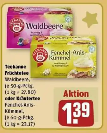 REWE Teekanne Früchtetee Waldbeere, je 50-g-Pckg. oder Kräutertee Fenchel-Anis-Kümmel, je 60-g-Pckg. Angebot