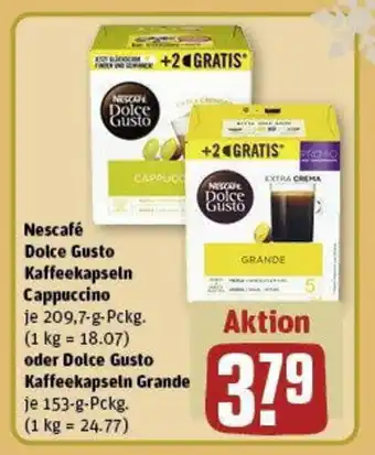 REWE Nescafé Dolce Gusto Kaffeekapseln Cappuccino je 209,7-g-Pckg. oder Dolce Gusto Kaffeekapseln Grande je 153-g-Pckg. Angebot