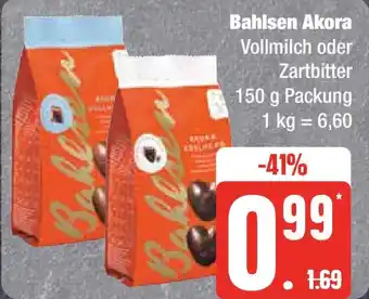 Edeka Bahlsen Akora Vollmilch oder Zartbitter 150 g Angebot