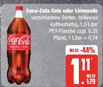 Edeka Coca-Cola Cola oder Limonade 1.5L Angebot