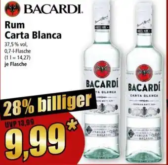 Norma BACARDI Rum Carta Blanca 0,7 l Flasche Angebot