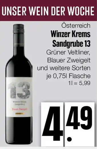 Edeka Xpress Winzer Krems Sandgrube 13 Grüner Veltliner, Blauer Zweigelt und weitere Sorten je 0,75L Angebot