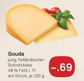 akzenta Gouda jung, holländischer Schnittkäse 48% Fett i. Tr. am Stück, je 100 g Angebot