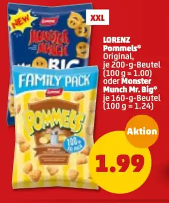 PENNY Lorenz Pommels 200g Beutel oder Monster Munch Mr. Big 160g Beutel Angebot