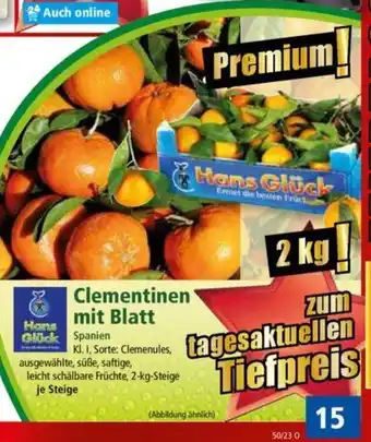 Norma Hans Glück Clementinen mit Blatt 2 kg Angebot