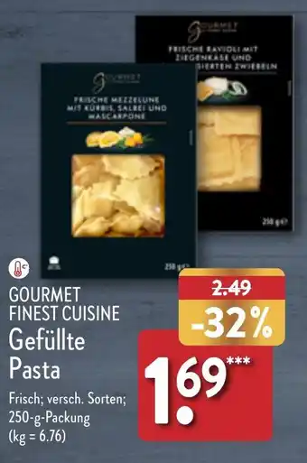 Aldi Nord GOURMET FINEST CUISINE Gefüllte Pasta 250 g Packung Angebot