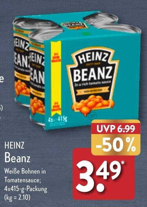 HEINZ BEANZ 4 x 415 g Packung Angebot bei Aldi Nord